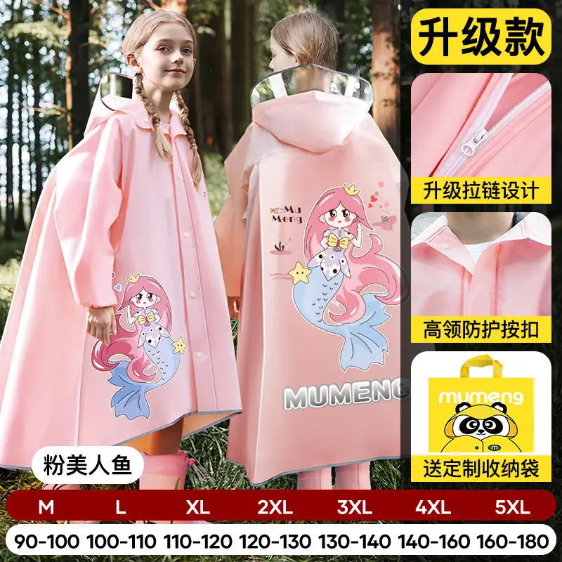 Mumeng Kidsren's Raincoat Boy's Full-Body Heavy Rain School Bag Cycling Poncho Breathable and Wear-Resistant School Hiking Raincoat