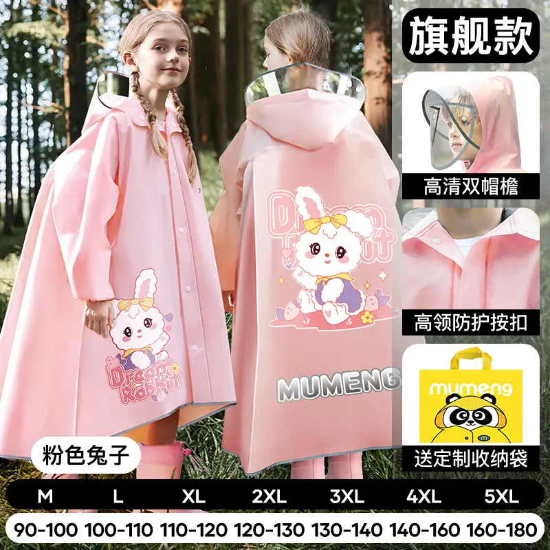 Mumeng Kidsren's Raincoat Boy's Full-Body Heavy Rain School Bag Cycling Poncho Breathable and Wear-Resistant School Hiking Raincoat