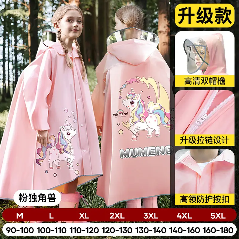 Mumeng Kidsren's Raincoat Boy's Full-Body Heavy Rain School Bag Cycling Poncho Breathable and Wear-Resistant School Hiking Raincoat