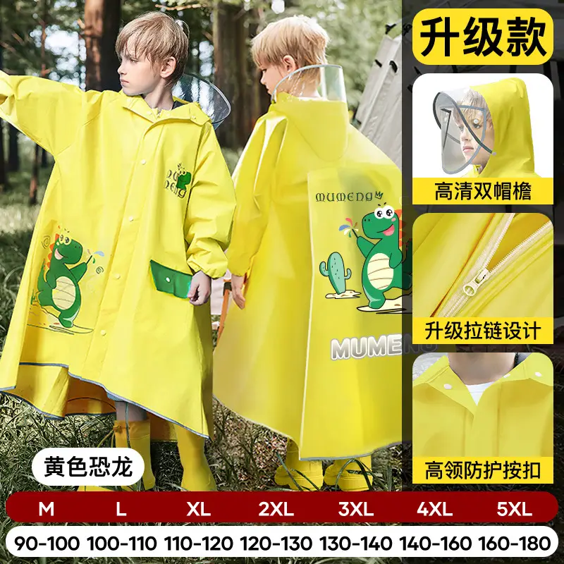 Mumeng Kidsren's Raincoat Boy's Full-Body Heavy Rain School Bag Cycling Poncho Breathable and Wear-Resistant School Hiking Raincoat