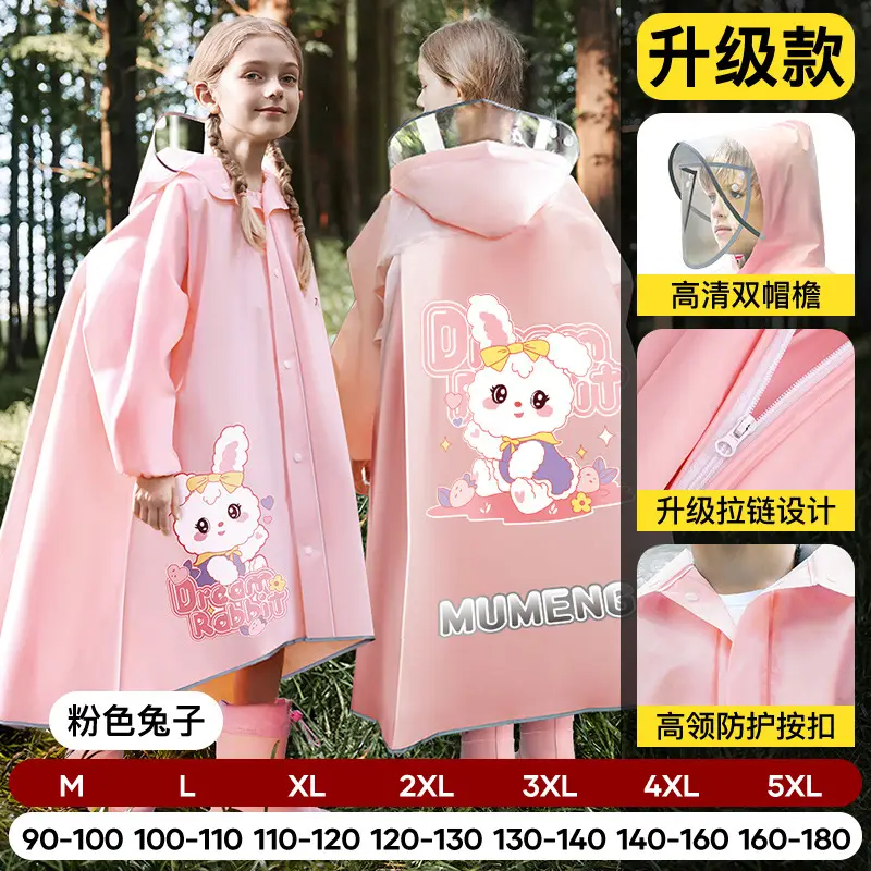 Mumeng Kidsren's Raincoat Boy's Full-Body Heavy Rain School Bag Cycling Poncho Breathable and Wear-Resistant School Hiking Raincoat