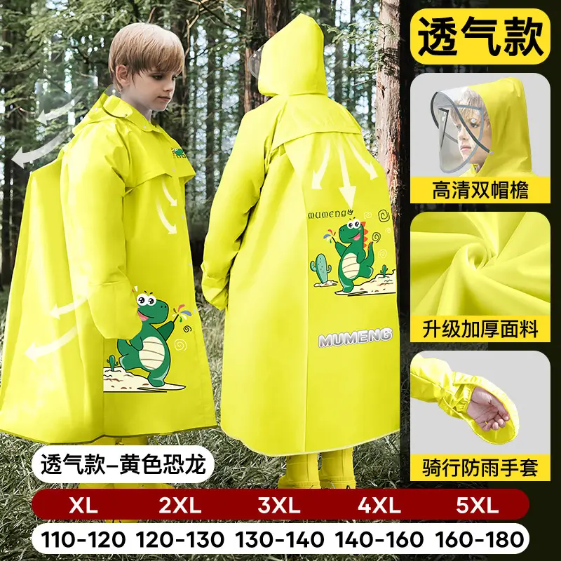 Mumeng Kidsren's Raincoat Boy's Full-Body Heavy Rain School Bag Cycling Poncho Breathable and Wear-Resistant School Hiking Raincoat