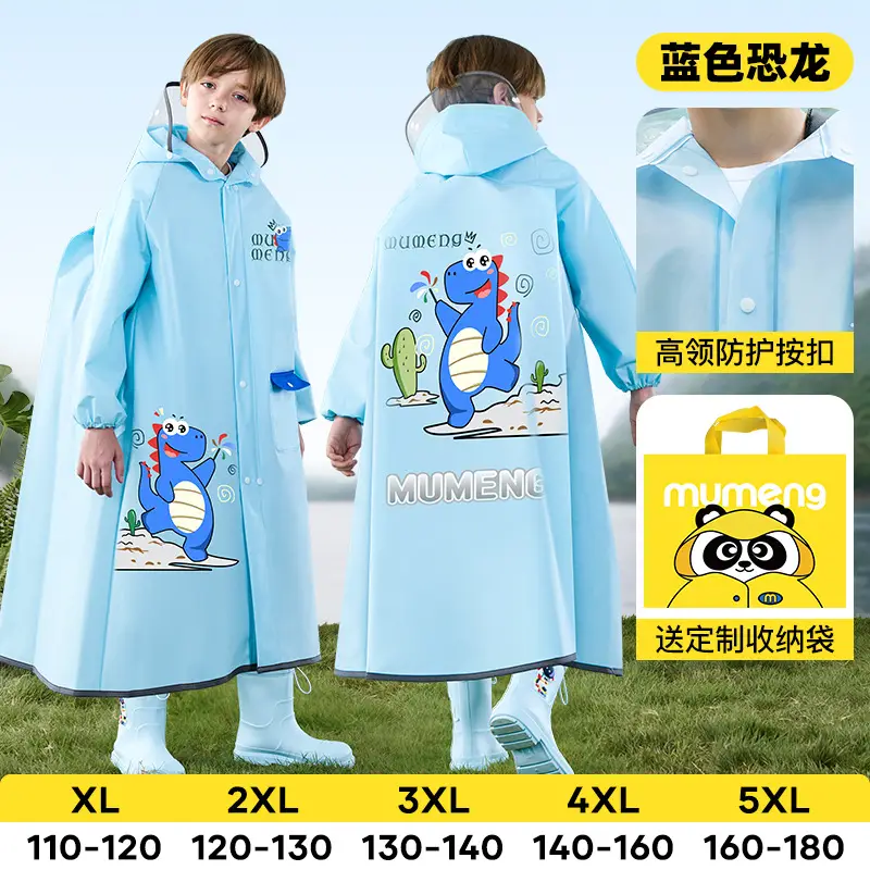 Mumeng Kidsren's Raincoat Boy's Full-Body Heavy Rain School Bag Cycling Poncho Breathable and Wear-Resistant School Hiking Raincoat