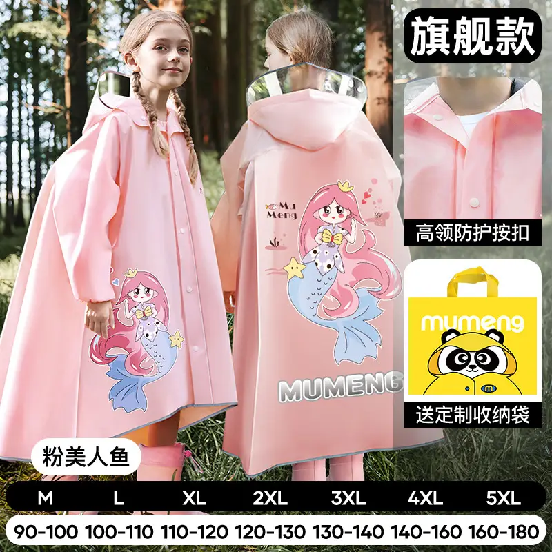 Mumeng Kidsren's Raincoat Boy's Full-Body Heavy Rain School Bag Cycling Poncho Breathable and Wear-Resistant School Hiking Raincoat