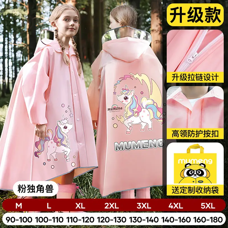 Mumeng Kidsren's Raincoat Boy's Full-Body Heavy Rain School Bag Cycling Poncho Breathable and Wear-Resistant School Hiking Raincoat