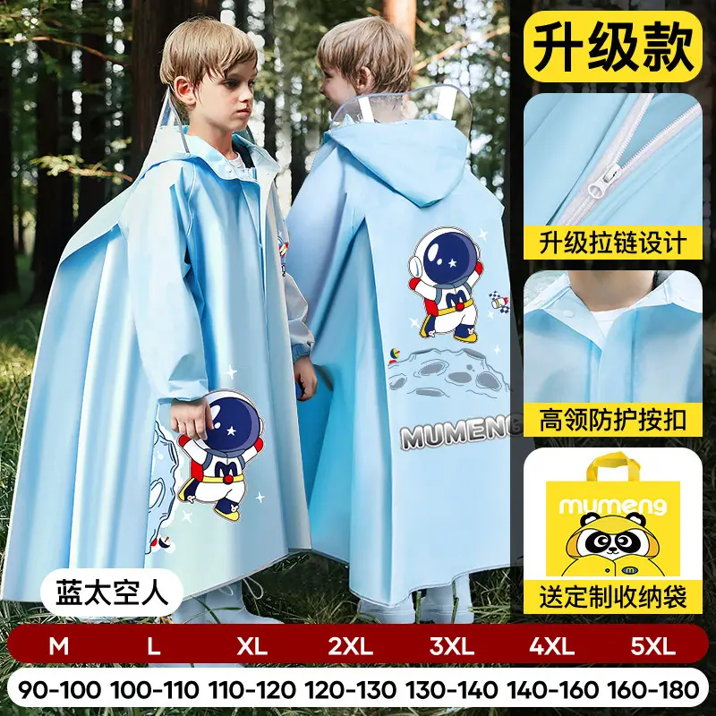 Mumeng Kidsren's Raincoat Boy's Full-Body Heavy Rain School Bag Cycling Poncho Breathable and Wear-Resistant School Hiking Raincoat