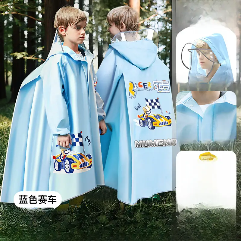 Mumeng Kidsren's Raincoat Boy's Full-Body Heavy Rain School Bag Cycling Poncho Breathable and Wear-Resistant School Hiking Raincoat