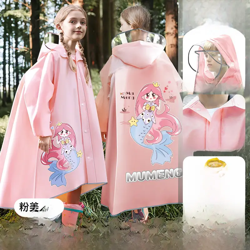Mumeng Kidsren's Raincoat Boy's Full-Body Heavy Rain School Bag Cycling Poncho Breathable and Wear-Resistant School Hiking Raincoat