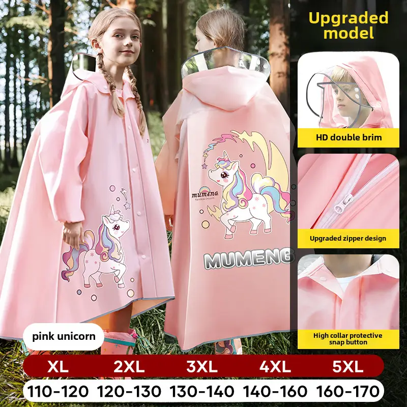 Mumeng Kidsren's Raincoat Boy's Full-Body Heavy Rain School Bag Cycling Poncho Breathable and Wear-Resistant School Hiking Raincoat