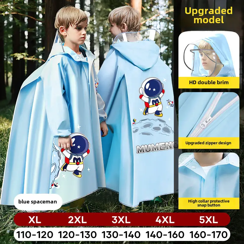 Mumeng Kidsren's Raincoat Boy's Full-Body Heavy Rain School Bag Cycling Poncho Breathable and Wear-Resistant School Hiking Raincoat