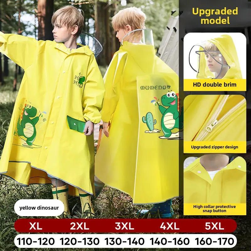 Mumeng Kidsren's Raincoat Boy's Full-Body Heavy Rain School Bag Cycling Poncho Breathable and Wear-Resistant School Hiking Raincoat
