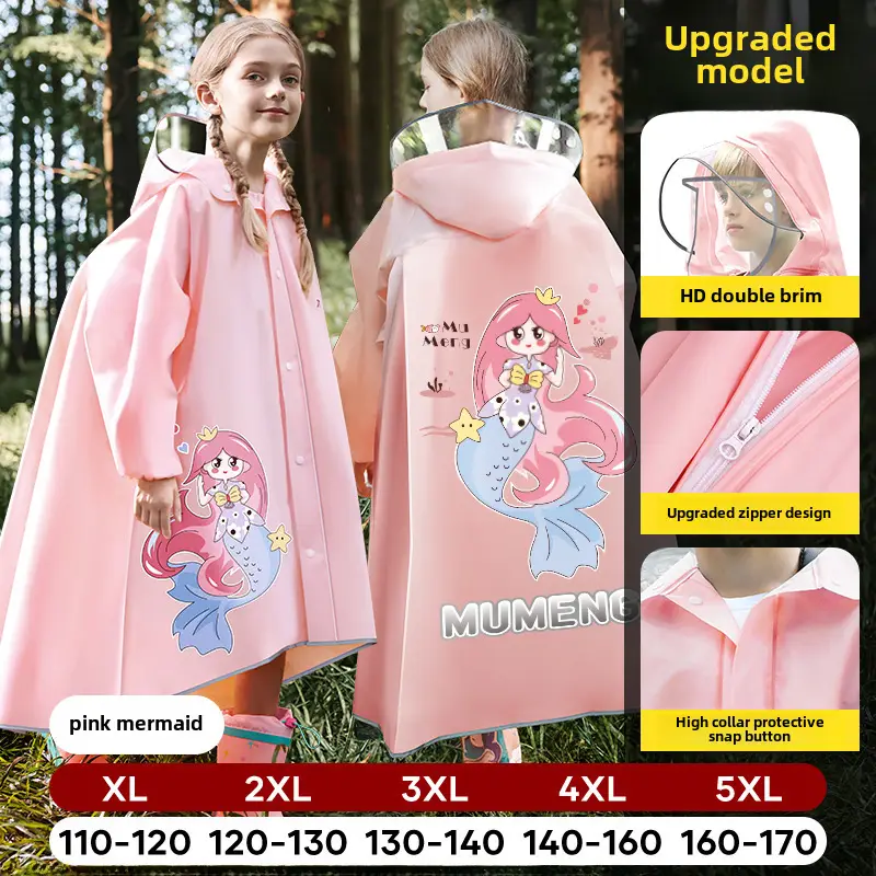 Mumeng Kidsren's Raincoat Boy's Full-Body Heavy Rain School Bag Cycling Poncho Breathable and Wear-Resistant School Hiking Raincoat