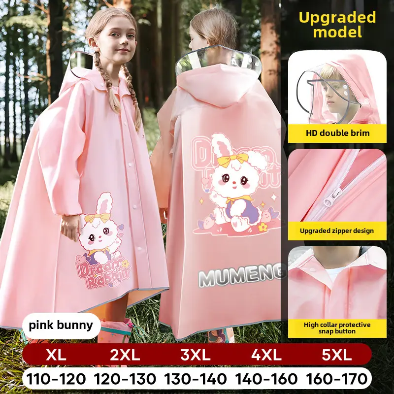 Mumeng Kidsren's Raincoat Boy's Full-Body Heavy Rain School Bag Cycling Poncho Breathable and Wear-Resistant School Hiking Raincoat