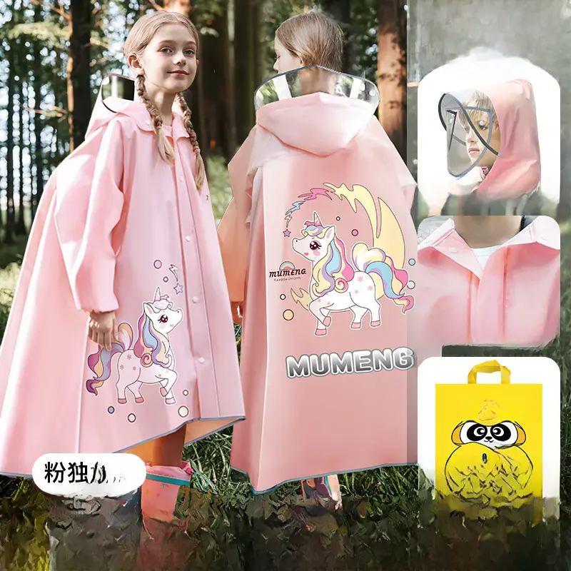 Mumeng Kidsren's Raincoat Boy's Full-Body Heavy Rain School Bag Cycling Poncho Breathable and Wear-Resistant School Hiking Raincoat