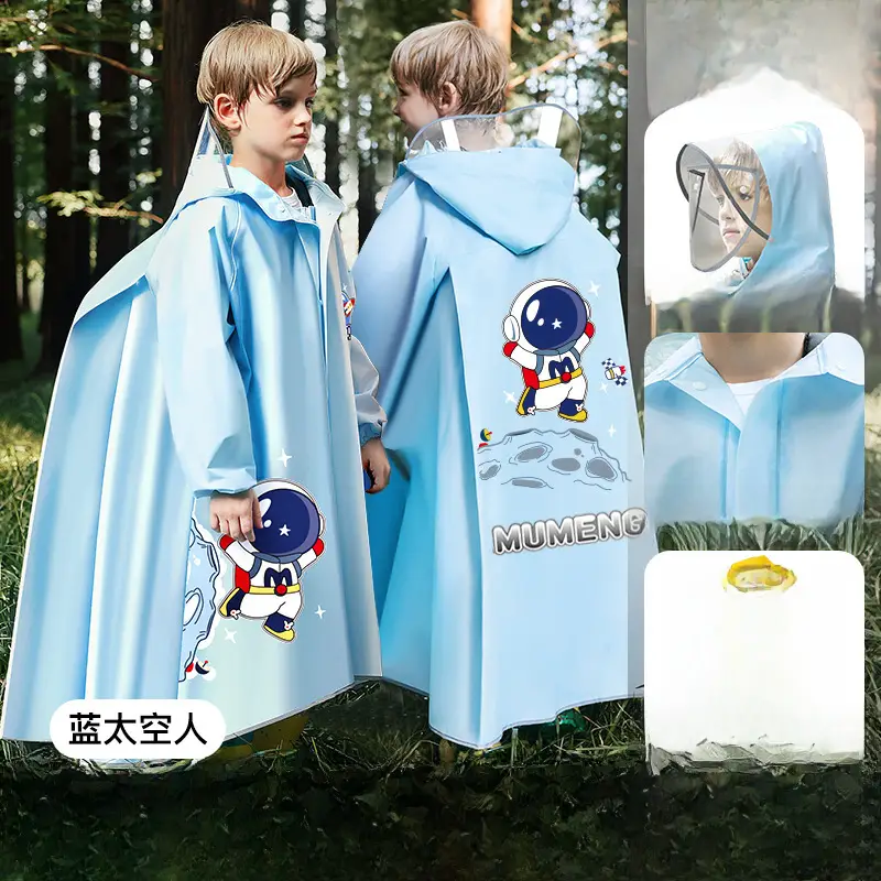 Mumeng Kidsren's Raincoat Boy's Full-Body Heavy Rain School Bag Cycling Poncho Breathable and Wear-Resistant School Hiking Raincoat