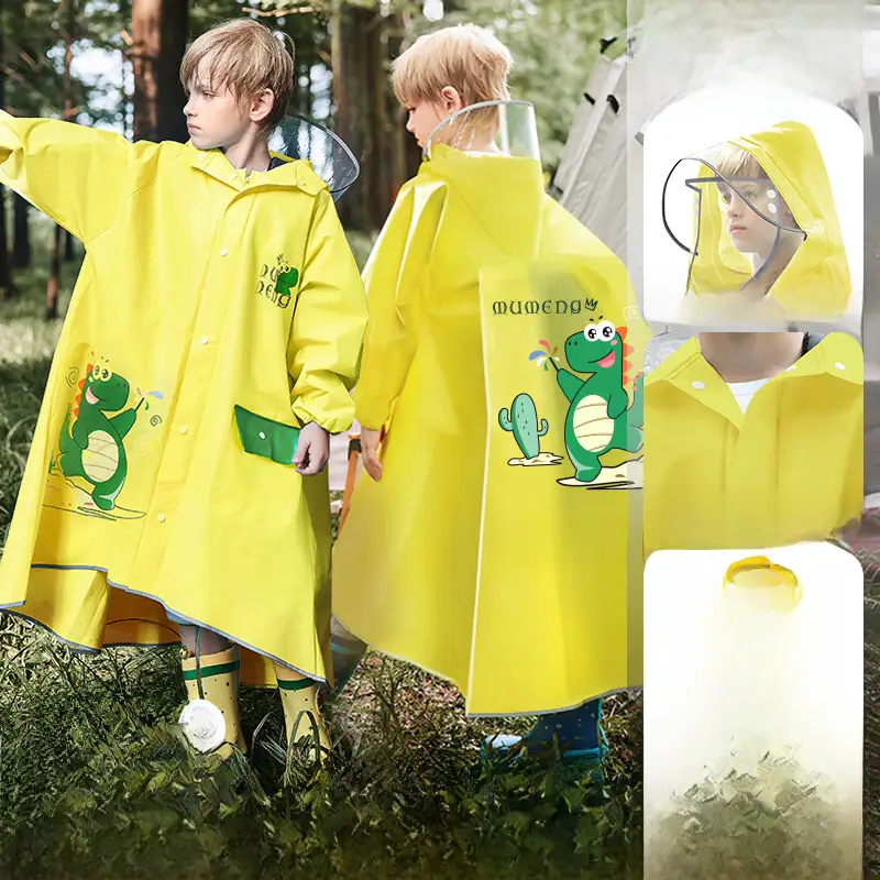 Mumeng Kidsren's Raincoat Boy's Full-Body Heavy Rain School Bag Cycling Poncho Breathable and Wear-Resistant School Hiking Raincoat