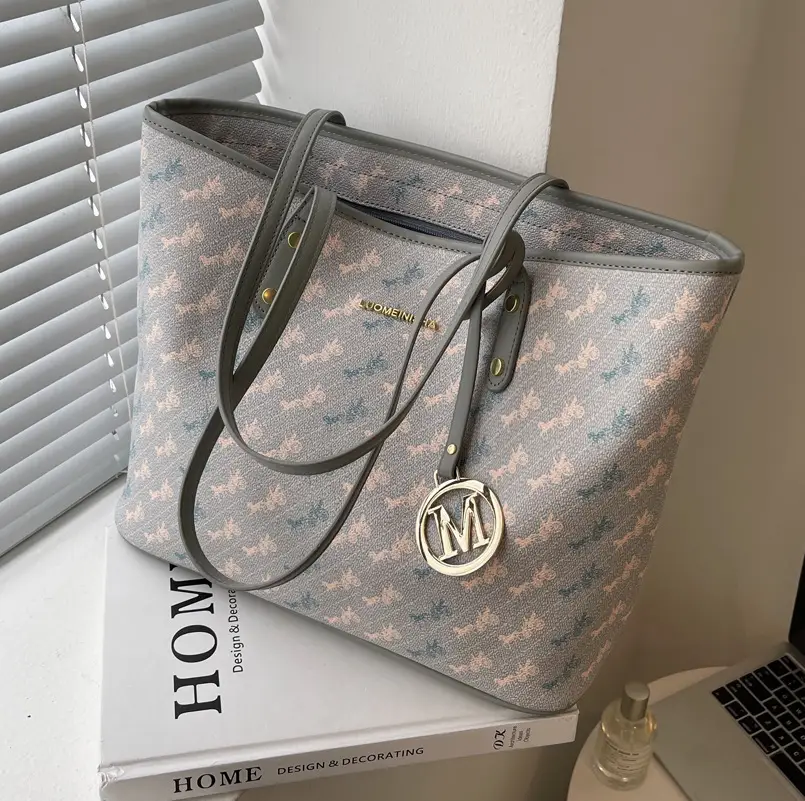 Pink Textured Women's Shoulder Bag Large Capacity - Image 6