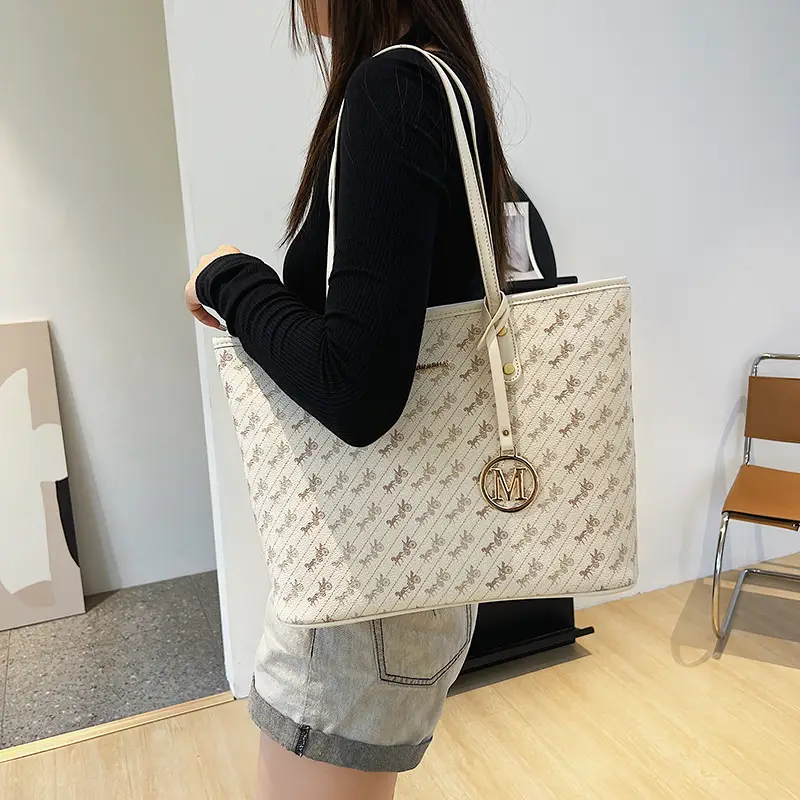 Pink Textured Women's Shoulder Bag Large Capacity - Image 2