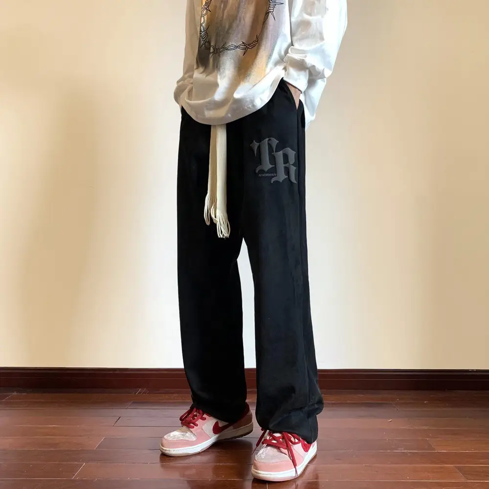 Men's White Loose Straight Pants American Sports Casual - Image 6
