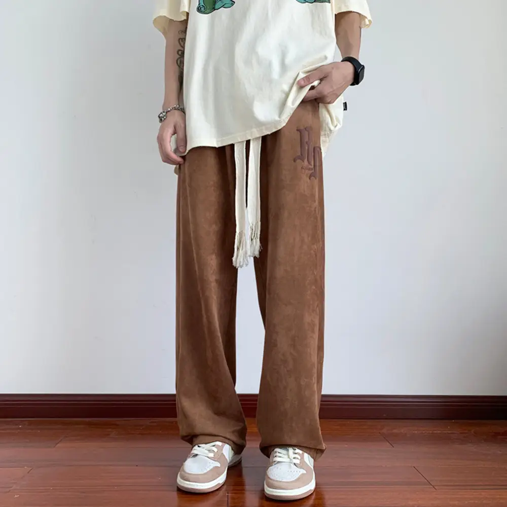 Men's White Loose Straight Pants American Sports Casual - Image 4