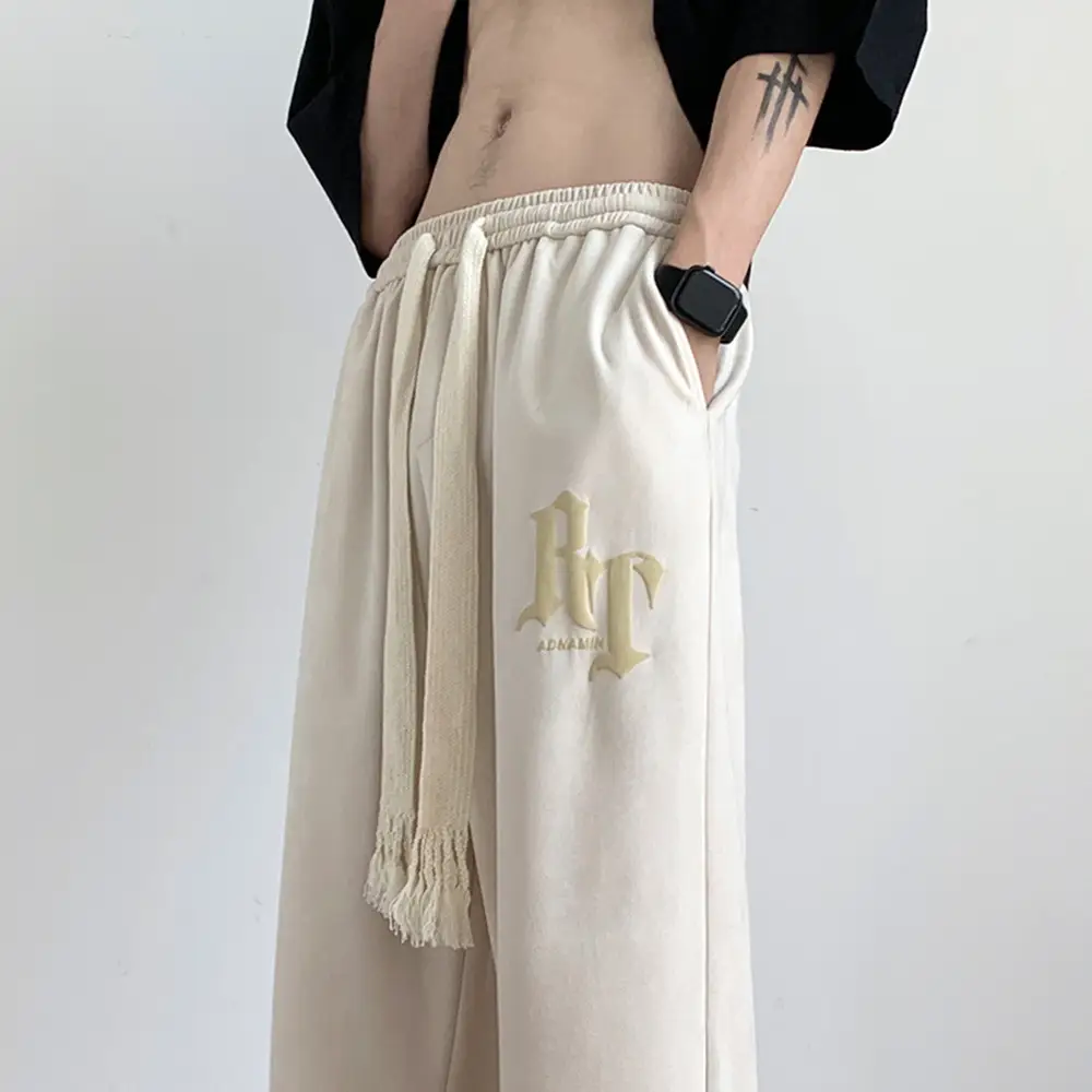 Men's White Loose Straight Pants American Sports Casual - Image 3
