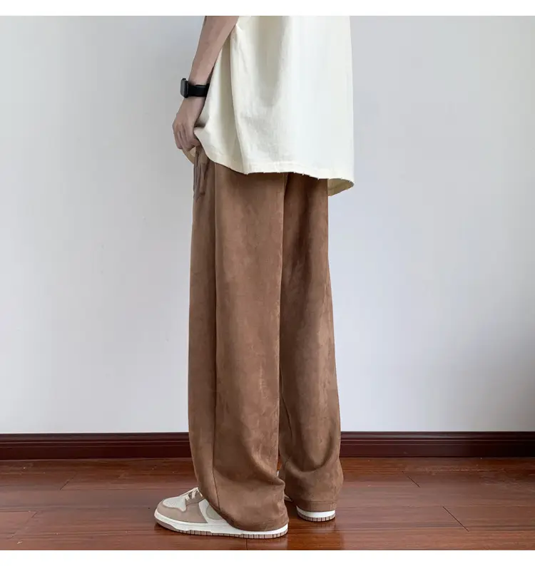 Men's White Loose Straight Pants American Sports Casual — feature 16