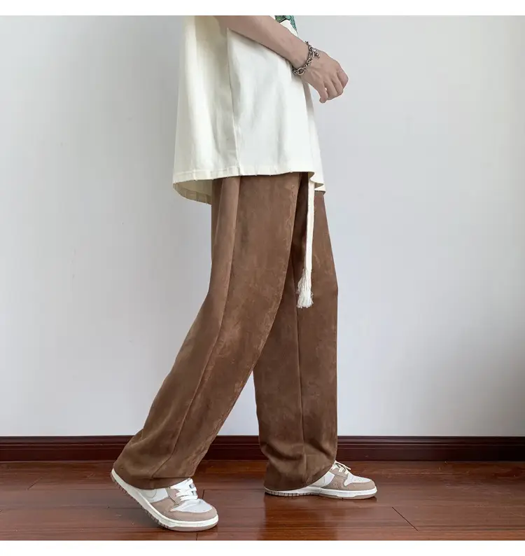 Men's White Loose Straight Pants American Sports Casual — feature 17