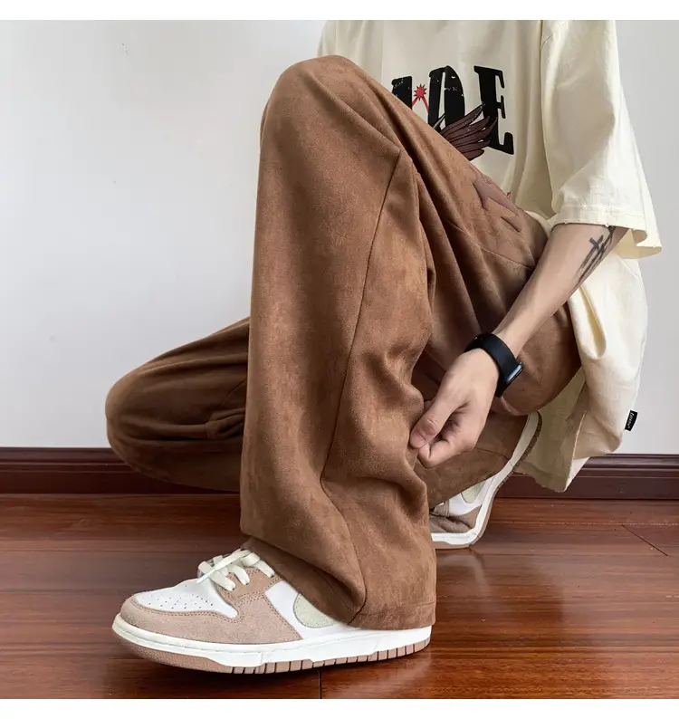 Men's White Loose Straight Pants American Sports Casual — feature 19