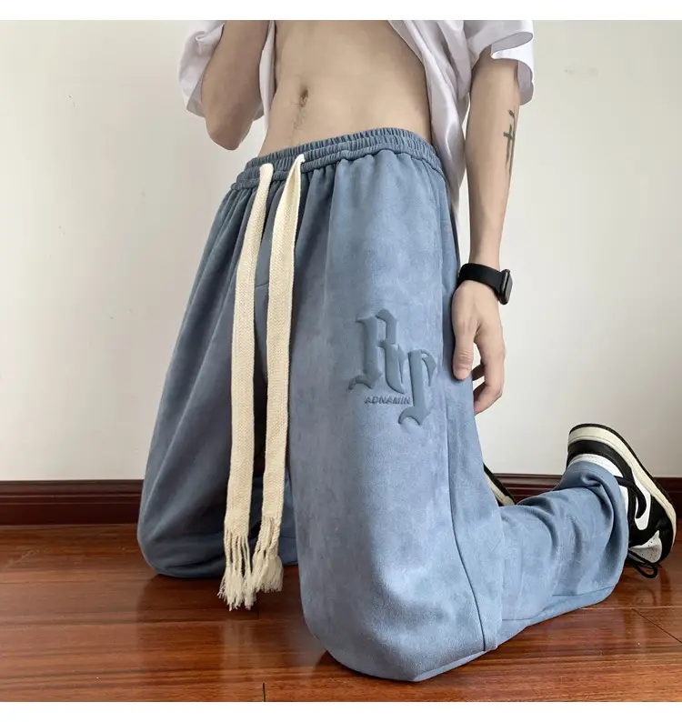 Men's White Loose Straight Pants American Sports Casual — feature 25