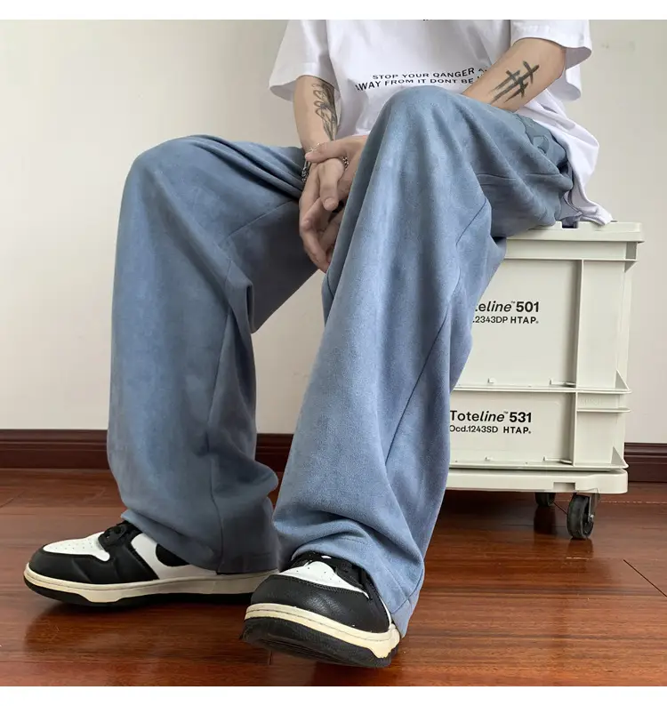 Men's White Loose Straight Pants American Sports Casual — feature 28