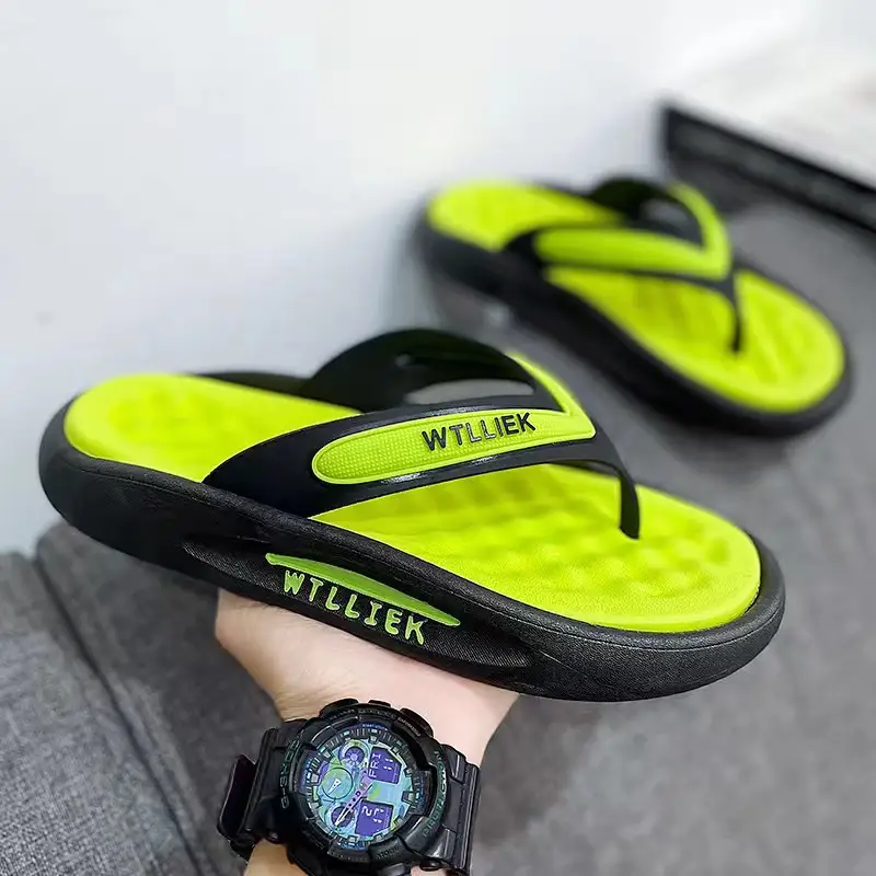 Men Blue White Slip-On Flip Flops with Deodorant