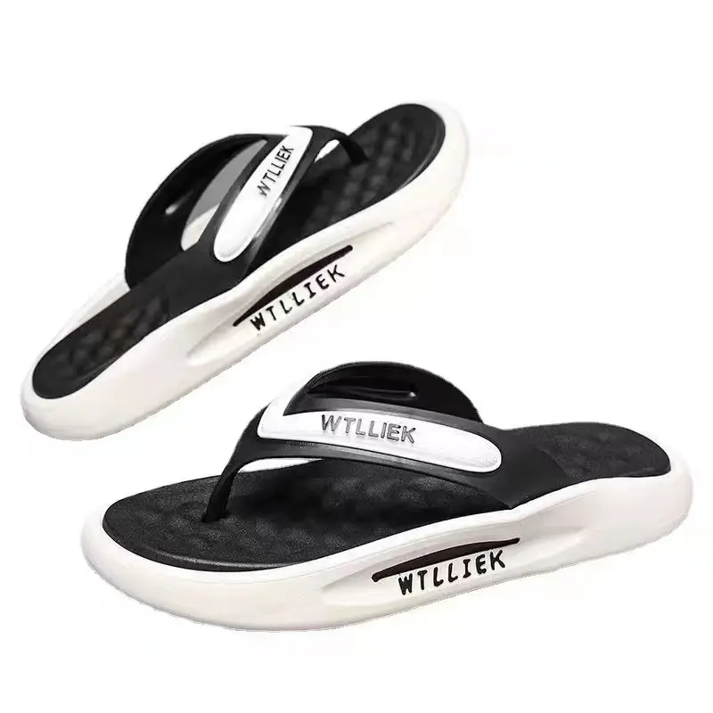 Men Blue White Slip-On Flip Flops with Deodorant