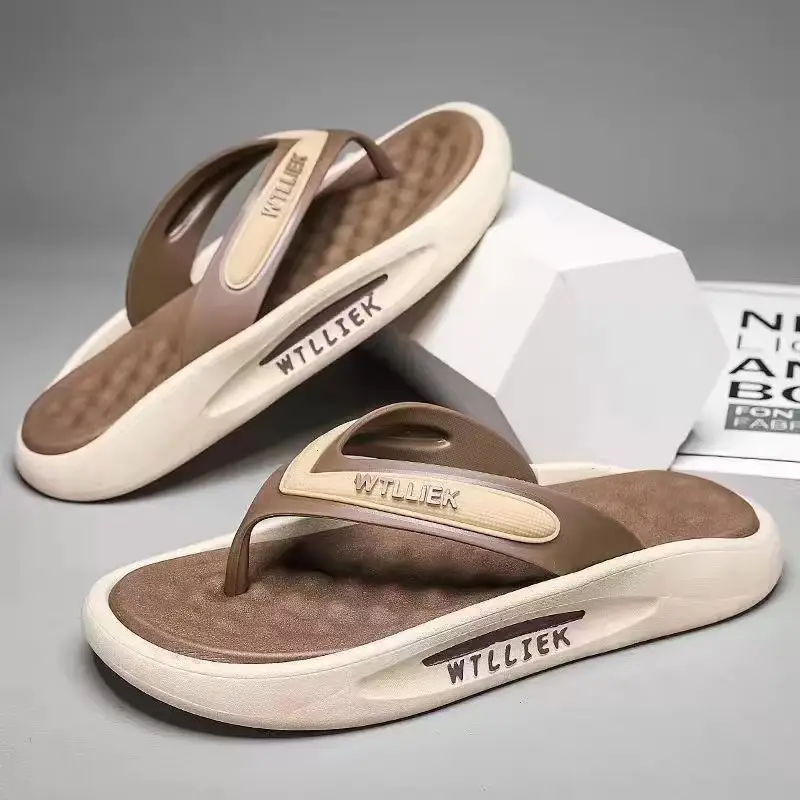 Men Blue White Slip-On Flip Flops with Deodorant