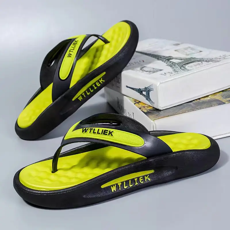 Men Blue White Slip-On Flip Flops with Deodorant