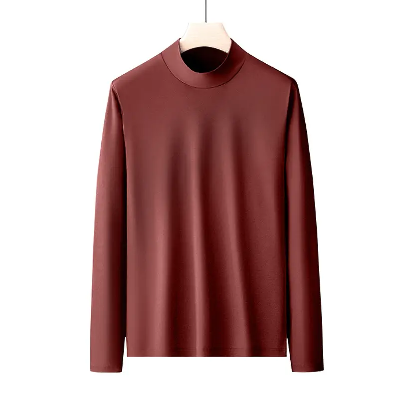 Men Cotton Turtleneck Shirt Maroon Slim Fit All Season
