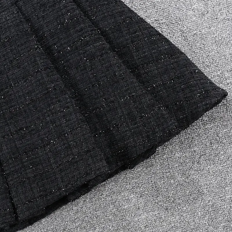 Tweed Pleated Skirt Women High Waist 2024 Winter — feature 8