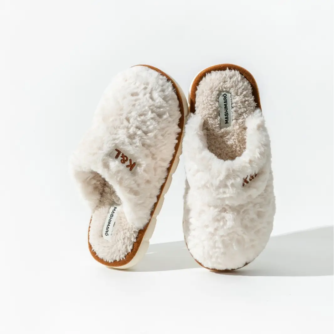 Cotton slippers women's winter 2023 new couple indoor home non-slip plush warm wool men's household woolen slippers - Image 7