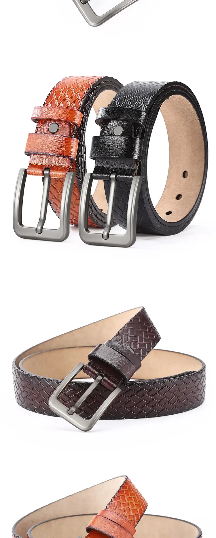 Men's Real Cowhide Belt with Alloy Buckle β feature 7
