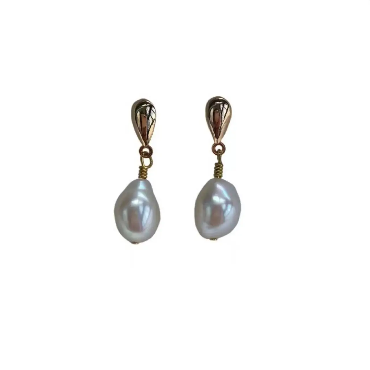 925 Sterling Pearl Earrings Small Retro Baroque