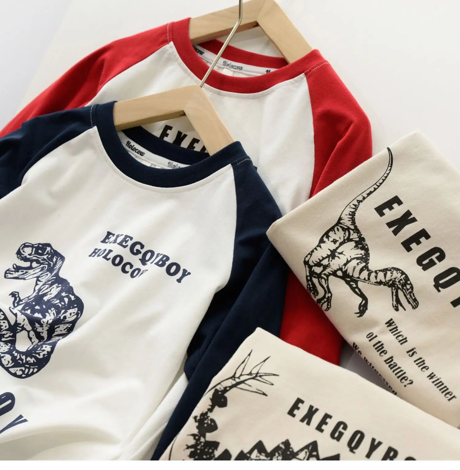 170x Boys Cotton Dinosaur Sweatshirt White Blue — feature 6