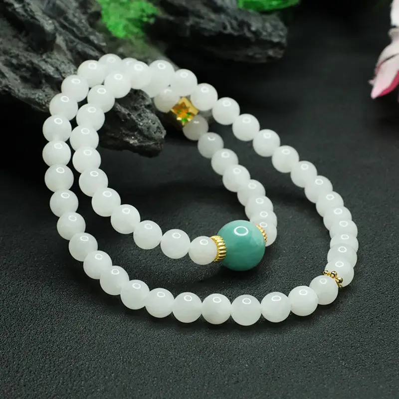 Guan Yu White Jade Double Circle Bracelet for Women - Image 5