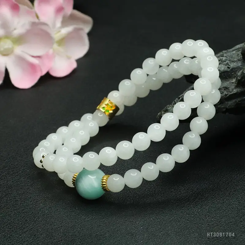 Guan Yu White Jade Double Circle Bracelet for Women — feature 11