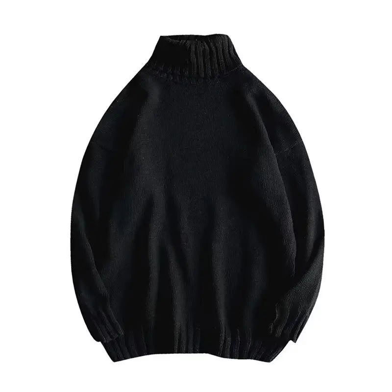 Men's White Turtleneck Sweater Lazy Style Loose Coat - Image 2