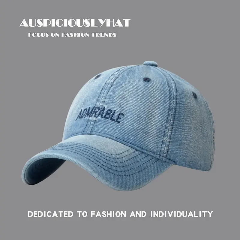 Men Women Denim Peaked Cap Navy Blue "AIRABLE" - Image 9