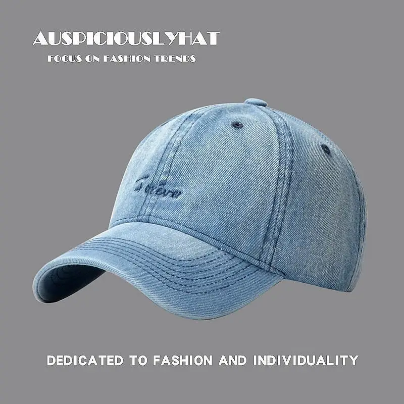 Men Women Denim Peaked Cap Navy Blue "AIRABLE" - Image 2