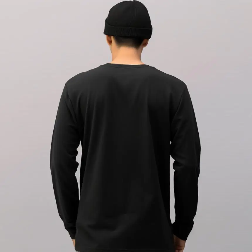 Men Blue Cotton Long Sleeve T-Shirt 230g