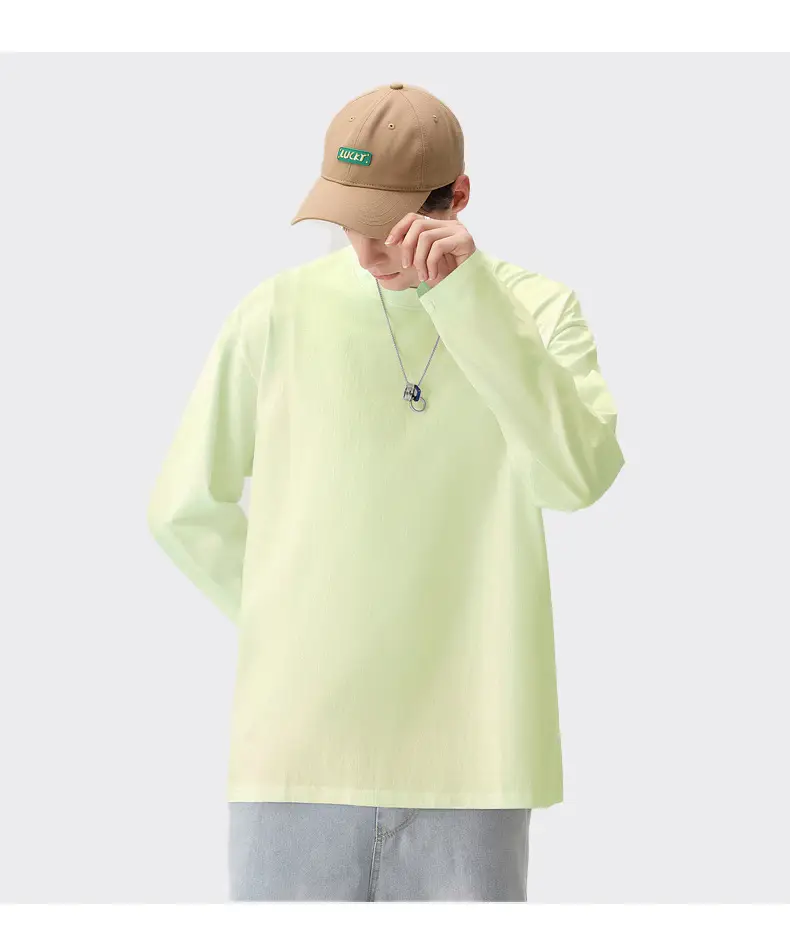 Men Blue Cotton Long Sleeve T-Shirt 230g — feature 16