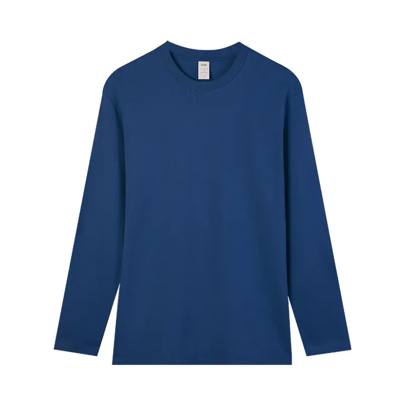 Men Blue Cotton Long Sleeve T-Shirt 230g