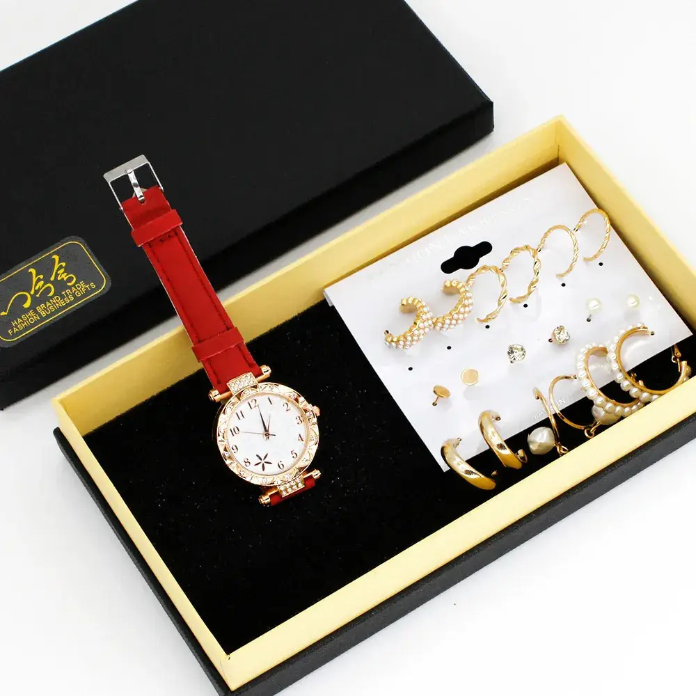 Women's Green Watch & Earrings Jewelry Set - Image 3