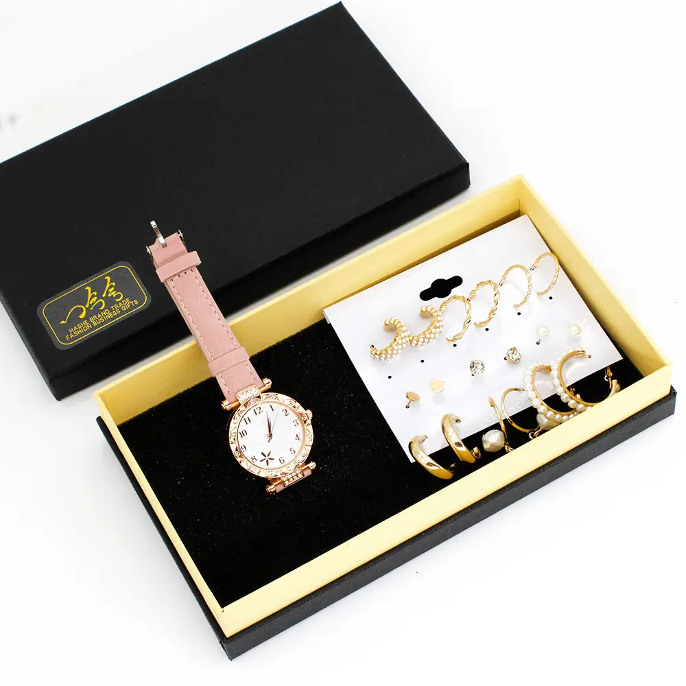 Women's Green Watch & Earrings Jewelry Set — feature 11